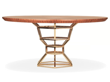 THE GRAAL - Round wood veneer table with brass base by ROYAL STRANGER - view 2